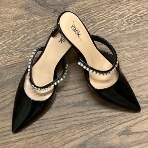 Nordstrom rack Rhinestone and Black Patent Leather Heels   Size 7.5